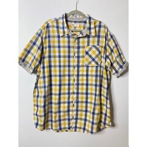 Cutter & Buck Yellow plaid short sleeve button down shirt size 2X big and tall